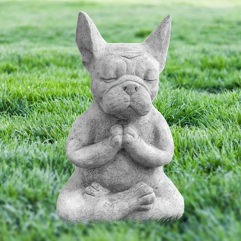 Bulldog Statues Outdoor - Resin Animal Yoga Figurine For Lawn