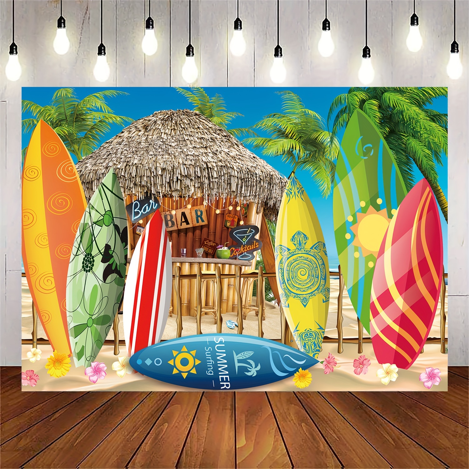 Tabla de surf surf playa LUAU Tropical 4 piezas pastel fiesta decoración  TOPPER