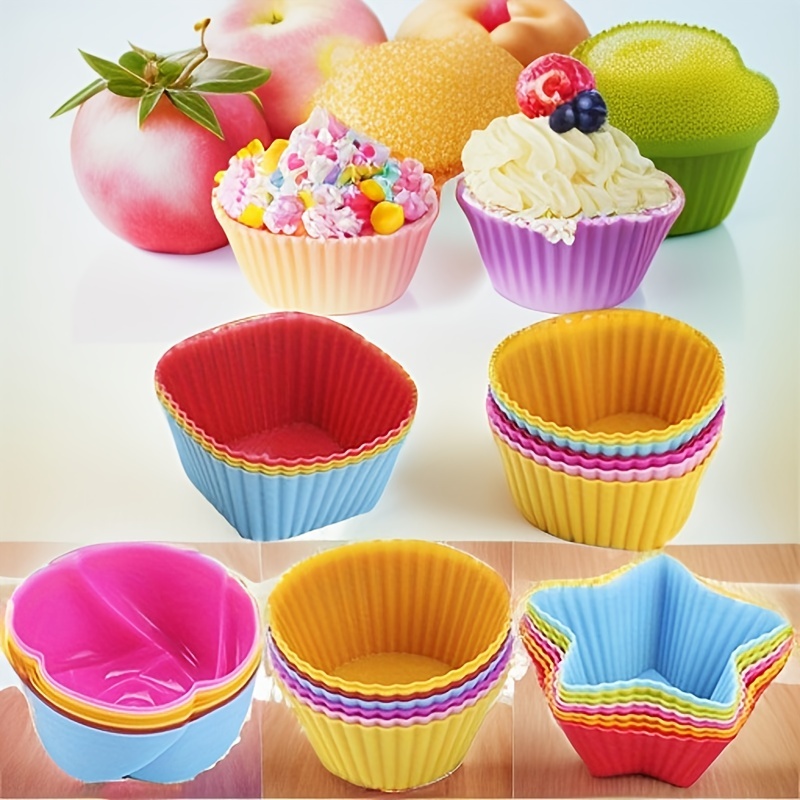 12 Round Muffin Cups Cookie Cake Baking Silicone Molds Ice Cream Jelly Molds  Aroma Candle Molds - Temu