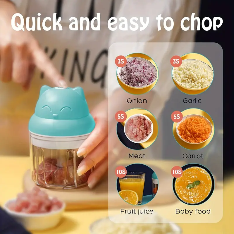 Cordless Mini Food Chopper - - Perfect For Onions, Chilis, Herbs, Garlic,  Veggies, And Fruits - Easy To Use And Portable - Temu