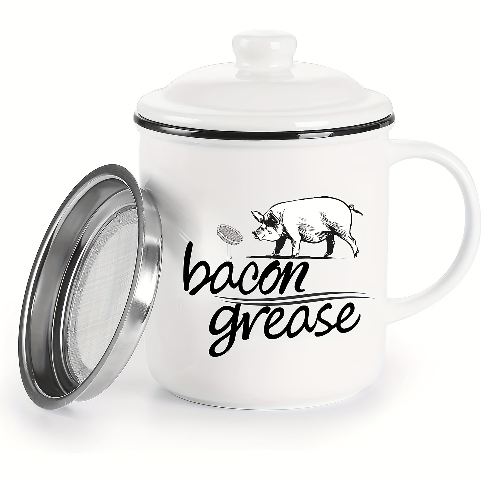 1pc Bacon Grease Keeper Grease Strainer Pot Grease Container with
