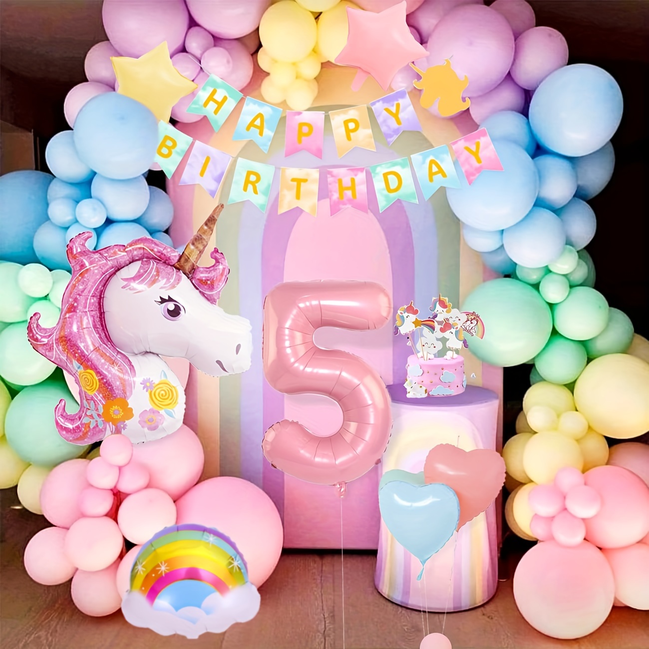 1set Decoración Globos Unicornio Fiesta Cumpleaños Número 1 - Temu