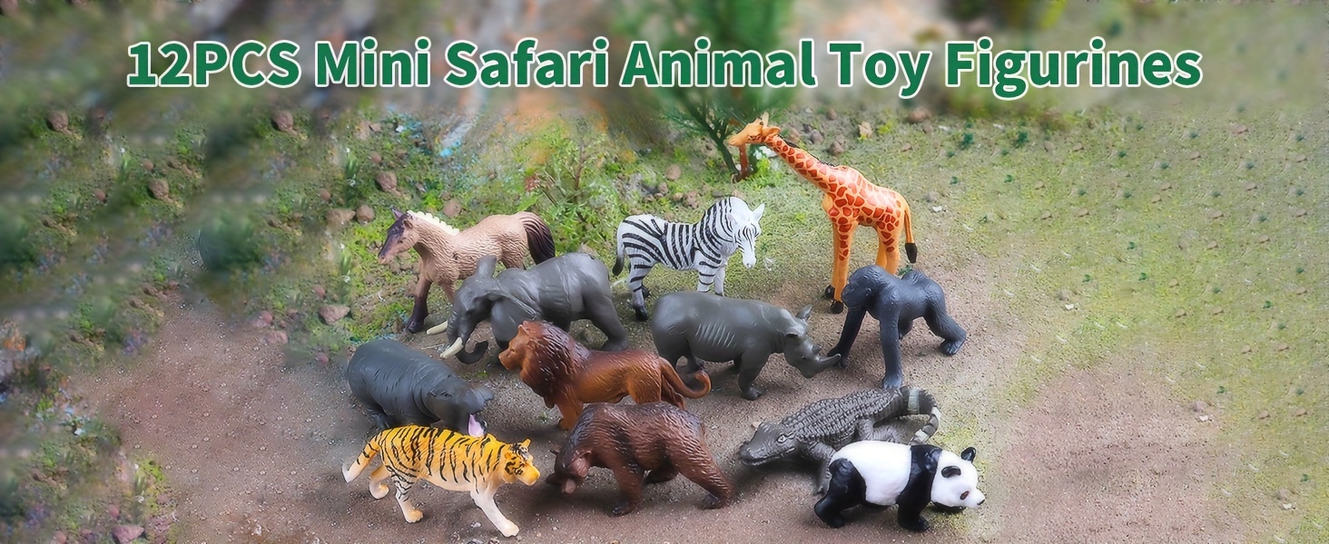 Safari Mini Figurines Bonne Chance Animaux Exotiques Caoutchouc 2 Cm 8  Pièces