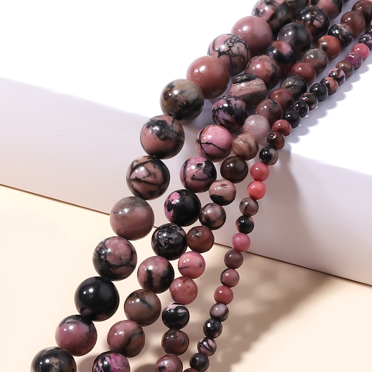 Natural Black Stone Beads Round Loose Beads For Jewelry - Temu