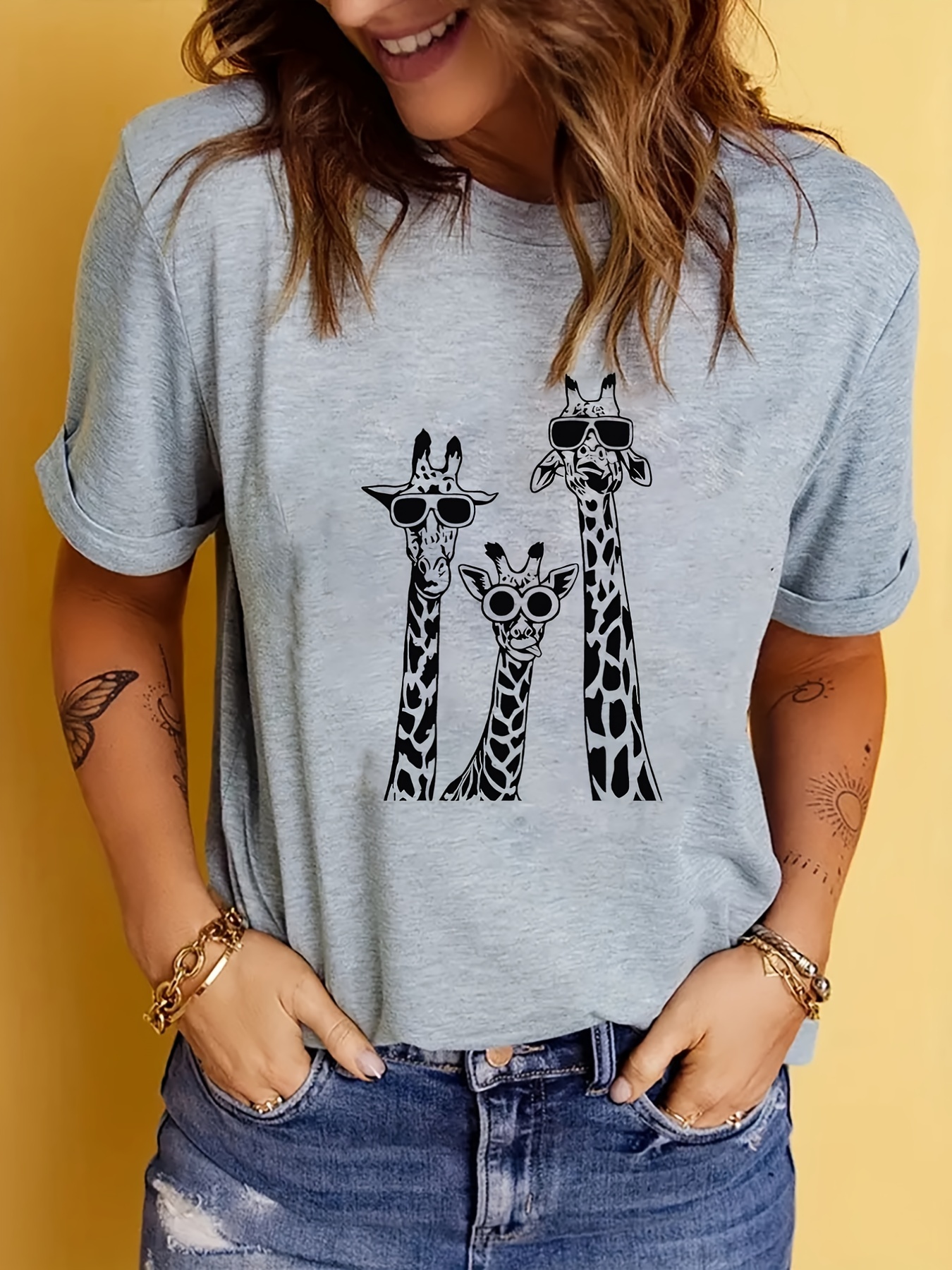  Womens Giraffe Shirts Casual Ladies Cute Graphic Tees Spring  Short Sleeve T Shirts Plus Size Summer Tops : Clothing, Shoes & Jewelry