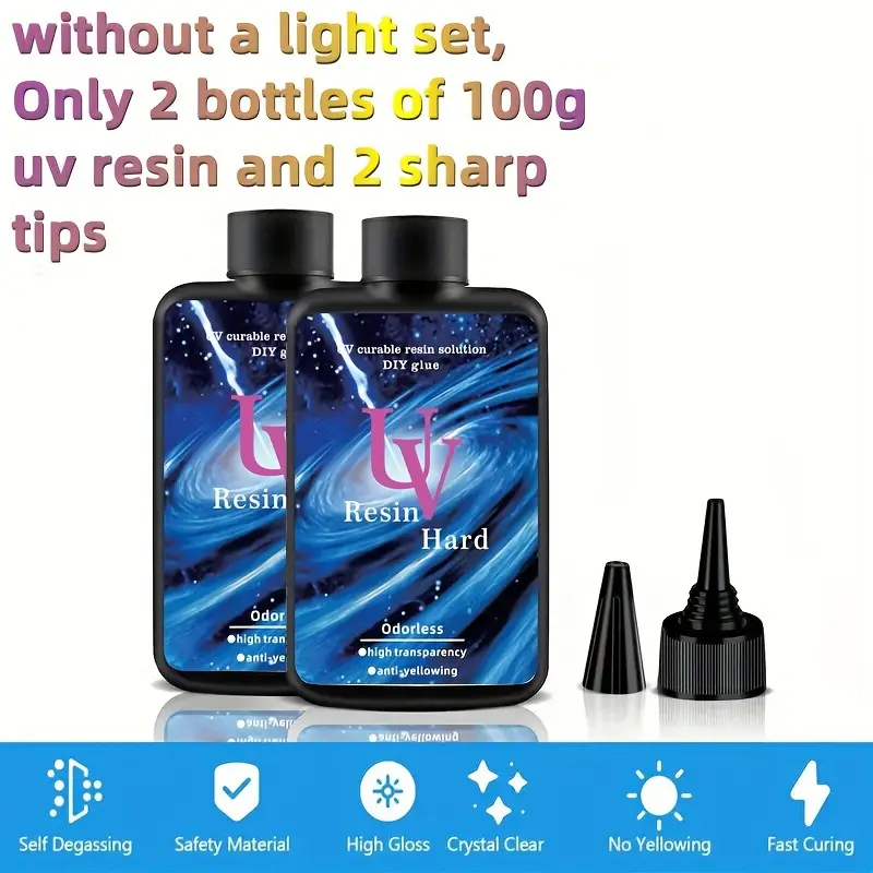 Upgraded UV Resin Kit with Light- 200G Clear Hard UV Cure Epoxy Resin  Supplies