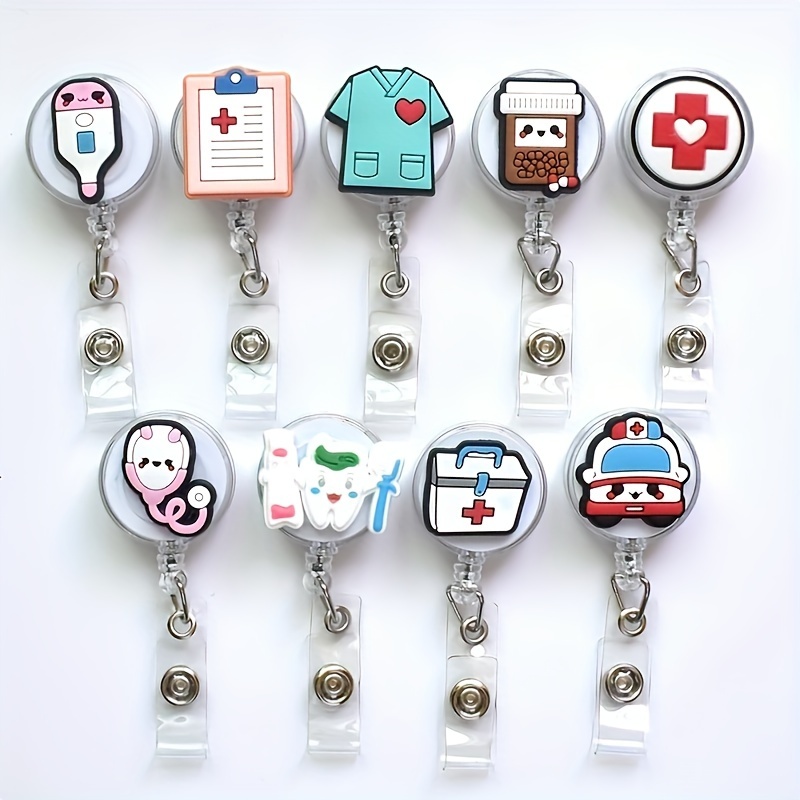 6PCS Cute Flower Badge Reel Retractable Badge Holder with Alligator Clip ID  Card Badge Holder for Nurse Teacher Students Office Workers Badge Tag Clip