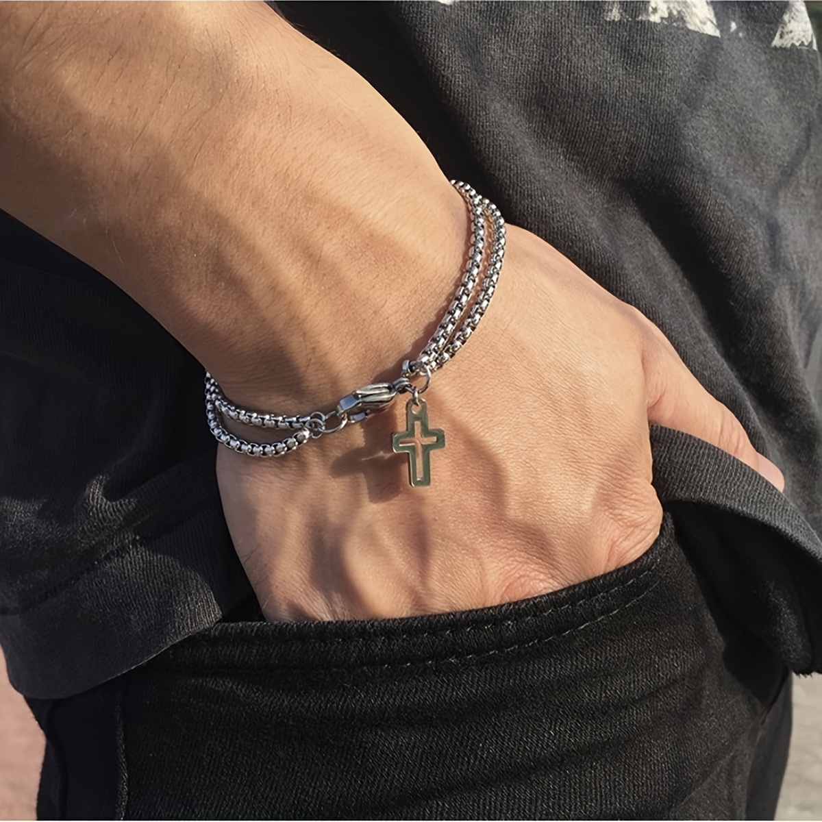 Mens deals crucifix bracelet