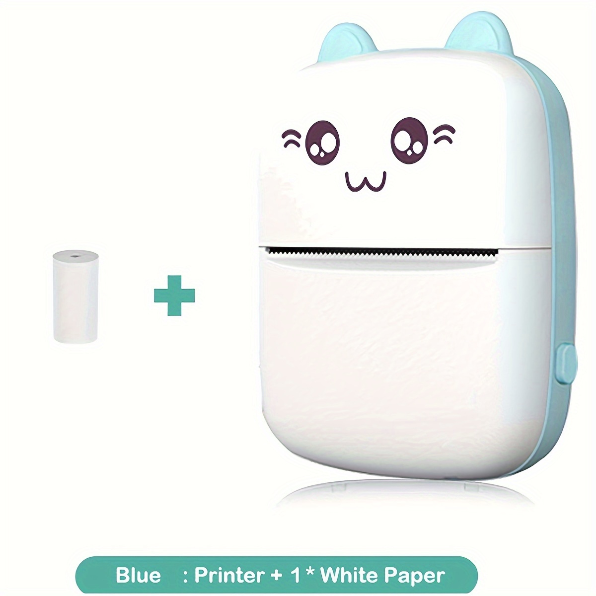 Portable Mini Printer Thermal One Roll of Printing Pape Blue