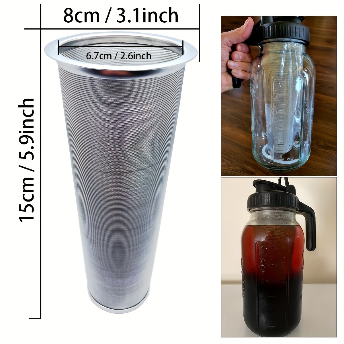 Coffee Filter & Infuser for Cold Brew Iced Coffee Iced Tea 