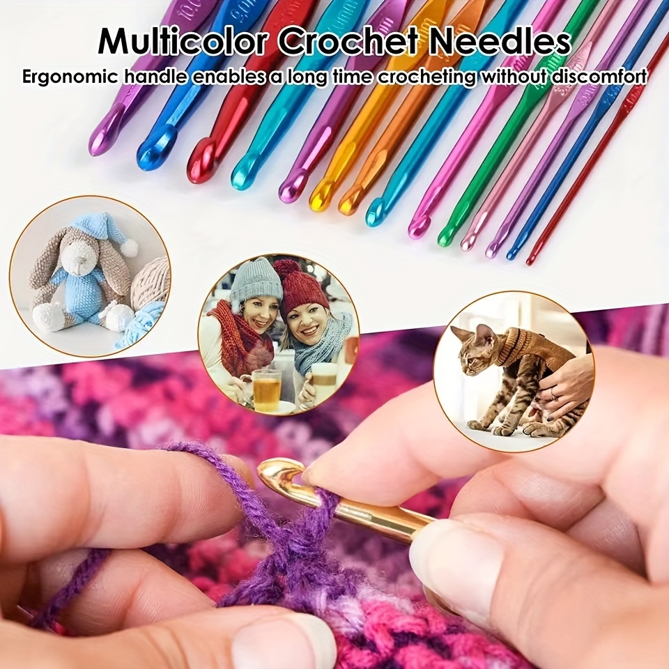 8pcs Crochet Hook Set, Ergonomic Grip Soft Handle And Aluminum Crochet For  Arthritis And Beginners 2.5mm-6mm (Small Accessories Color Random)