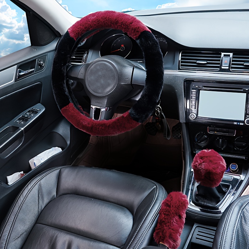 Stay Warm Stylish Winter Furry Steering Wheel Cover Set! - Temu
