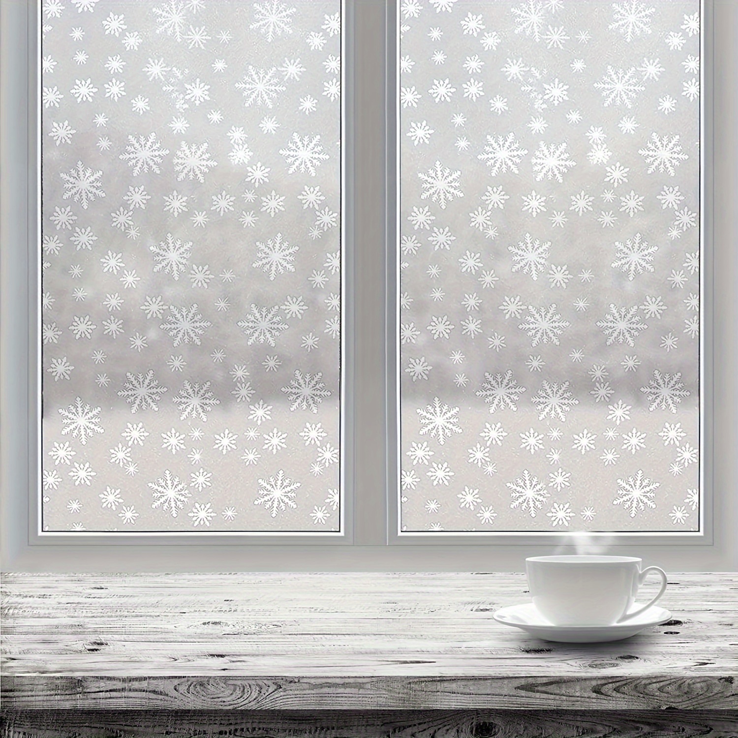 White Snowflakes on Frosted Glass