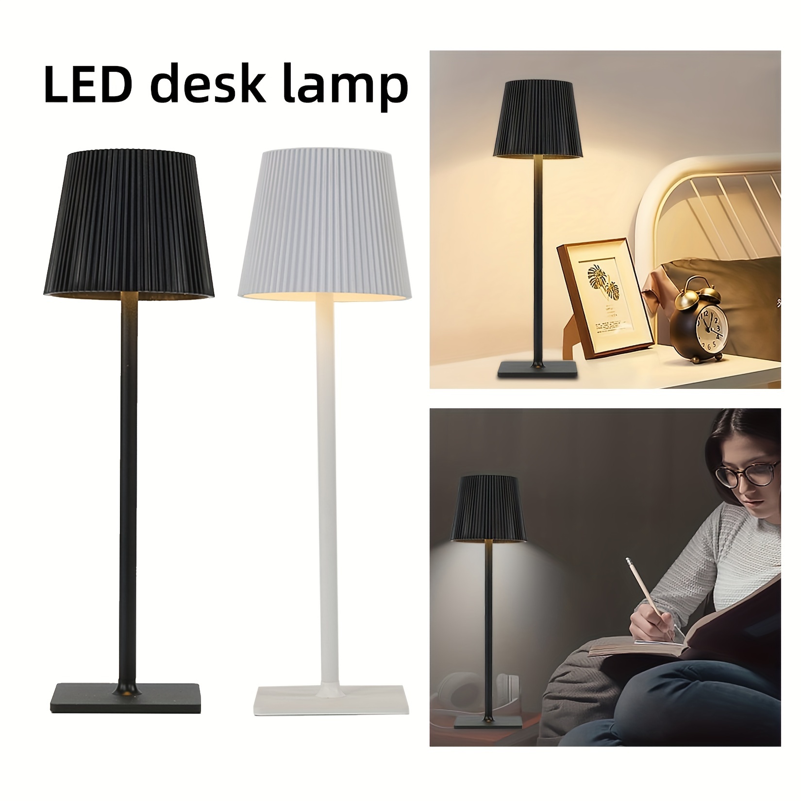 1pc lampe de table en lin contrôle tactile LED lampe de nuit - Temu Belgium