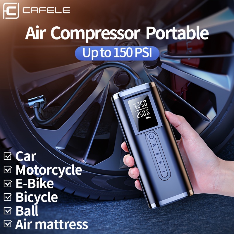 Cafele Tire Inflator 4000mah Portable Air Compressor Pump Car Auto Shut  Digital Tire Pressure Gauge 150psi Mobile Phone Power Bank, Shop  Limited-time Deals