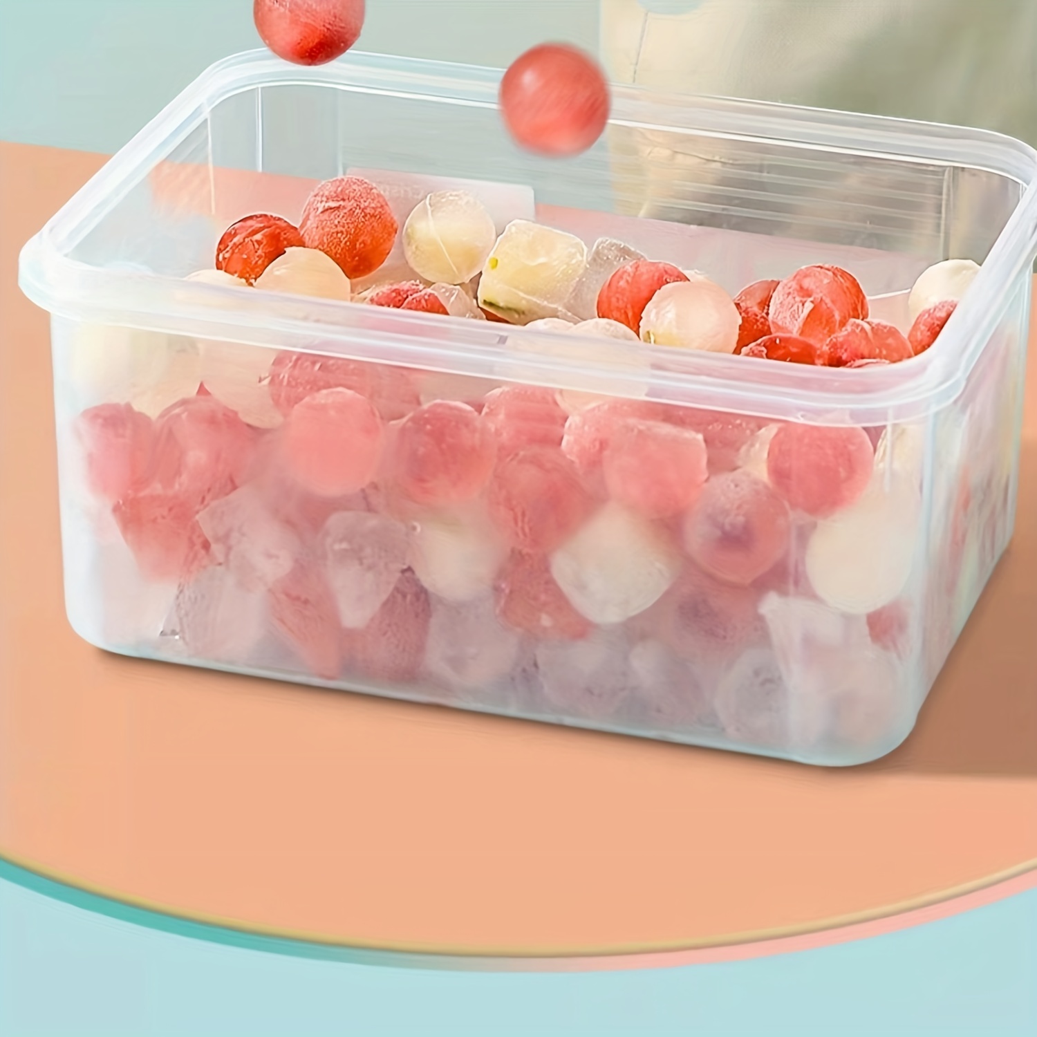 Round Ice Cube Tray With Lid & Bin Ice Ball Maker Mold For Freezer