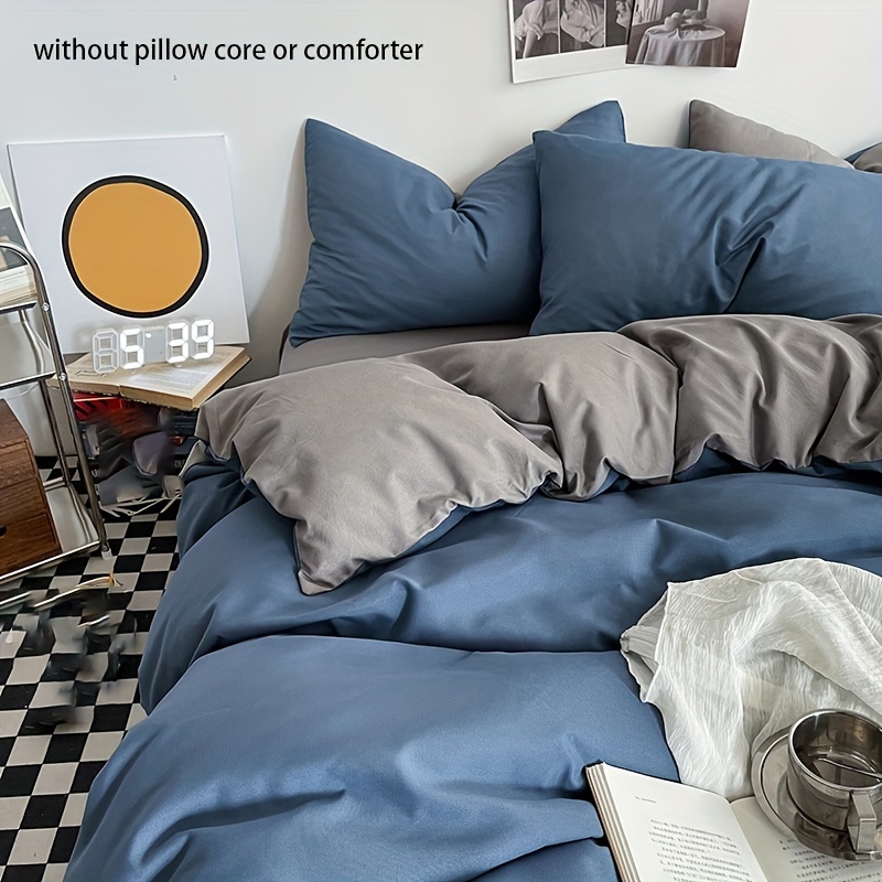 3pc Solid Duvet Cover Set Soft & Breathable Double Matching Bedding
