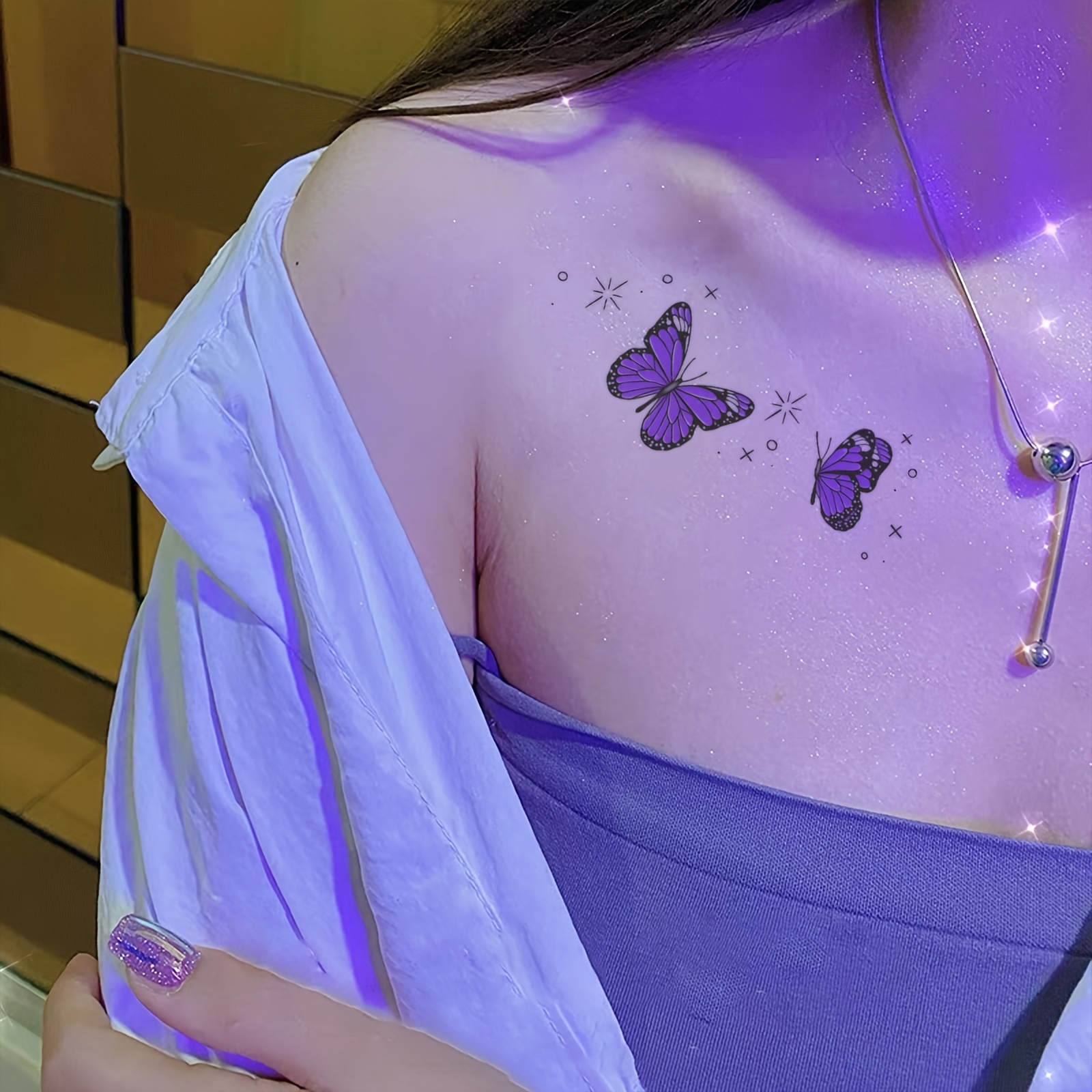 purple butterflies tattoos