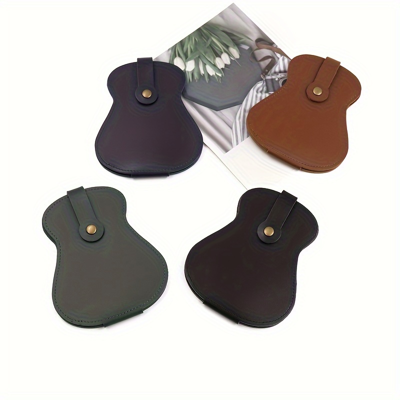 1pc Guitar Pickup Storage Bag, Large Capacity PU Faux Leather Portable, Musical Instrument Wood Grain Universe Retro Style Musical Instrument Accessories Universal Guitar Pickup Bag Has Texture- Convenient And Durable Pick Storage Box