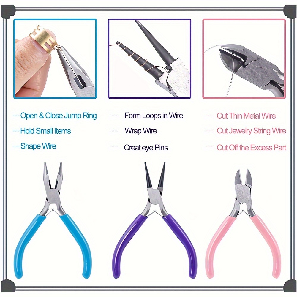 Pliers For Jewelry Making Crafts Repair Needle, Chain, Round Nose Pliers,  Wire Cutter Lopping