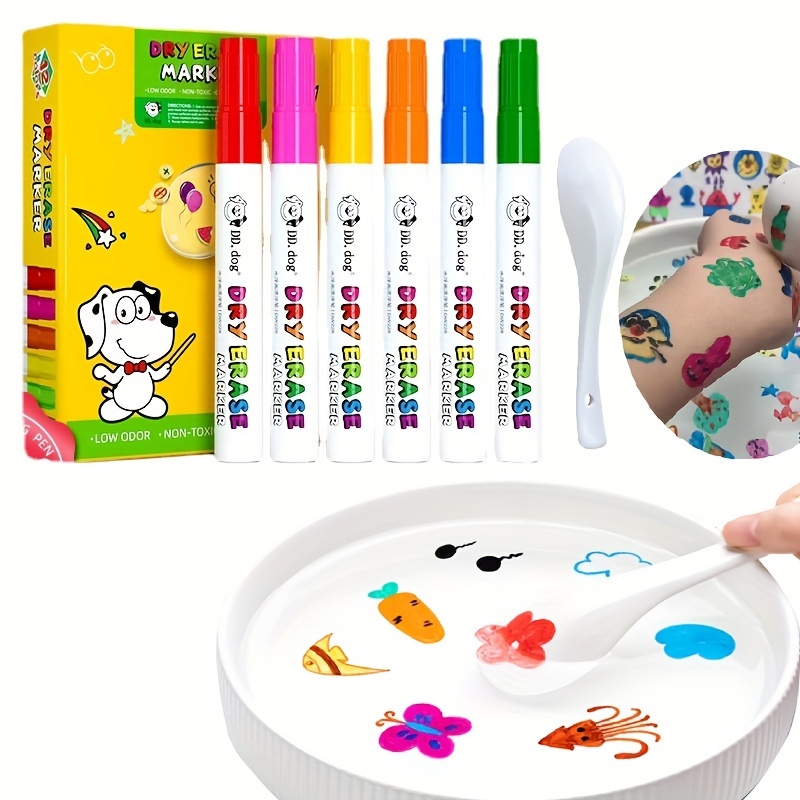 Stylo de peinture à l'eau, marqueur de tableau blanc, stylo flottant à l'eau  Doodle, avec cuillère stylo à dessin de couleurs assorties pour le bureau  de l'école à la maison, 8 couleurs