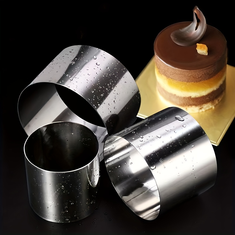 

1pc Stainless Steel Mousse Ring 5/6/8/10cm 2/2.5/3/4 Inch Diy Mousse Circle Stainless Steel Mini Cake Tart Ring Round Shape Tiramisu Muffin Mold For Kitchen Pastry Baking Tools