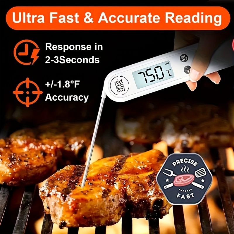 Digital Meat & Food Cooking Thermometer| Instant Read, Electric, Mini  Foldable Kitchen Probe for Steak, BBQ, Grill, Candy, Oven/Smoker/Home  Cooking
