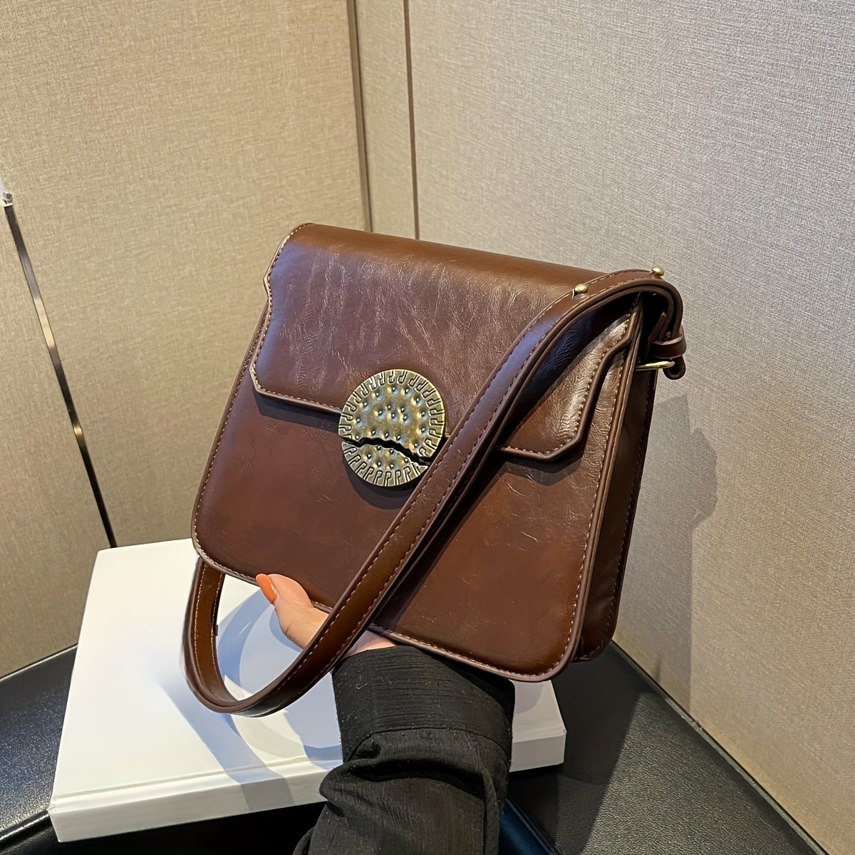 Mini Vintage Cellphone Bag, Retro Pu Crossbody Bag, Women's