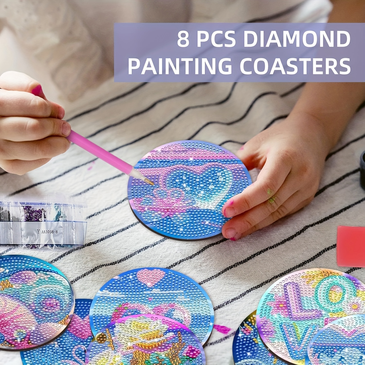 Valentine's Day Diamond Art Painting Coasters Kits - Temu