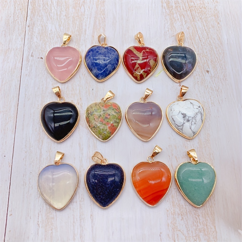 Heart Gemstone Charms 6 Style Crystal Natural Synthetic Stone Pendants Rose  Quartz Amethyst Charms for Necklace Bracelet Jewelry Making Valentine  Mothers Day Christmas 