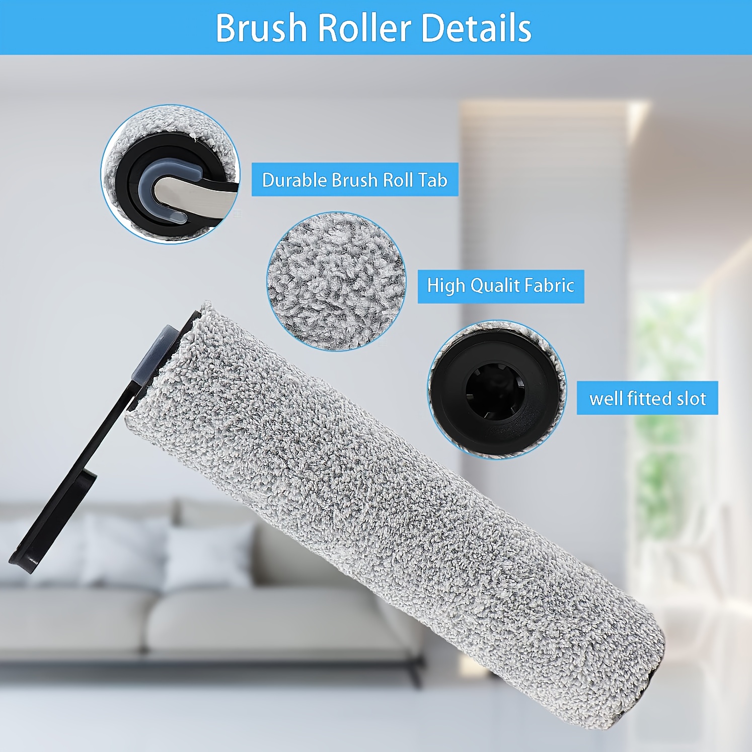 Home Times Brush Roller For Floor One Tineco S5 Blue,S5 & S5 Pro 2 HEPA  Filters Replacement Accessories Parts (2 Brush Roller+4 Filter)