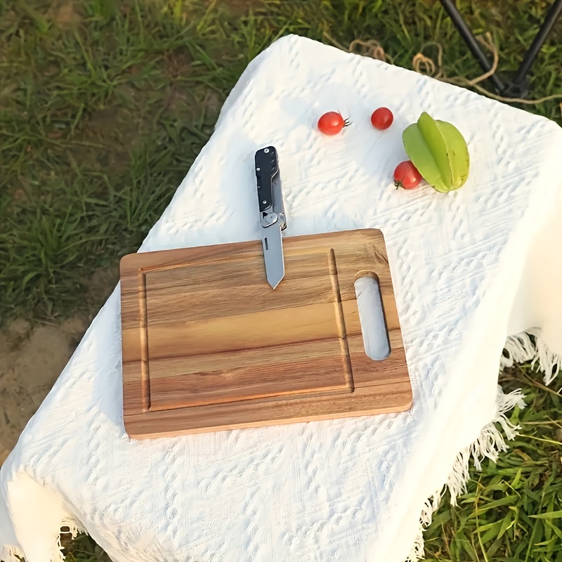 Acacia Wood Cutting Board Chopping Board With Juice Grooves - Temu