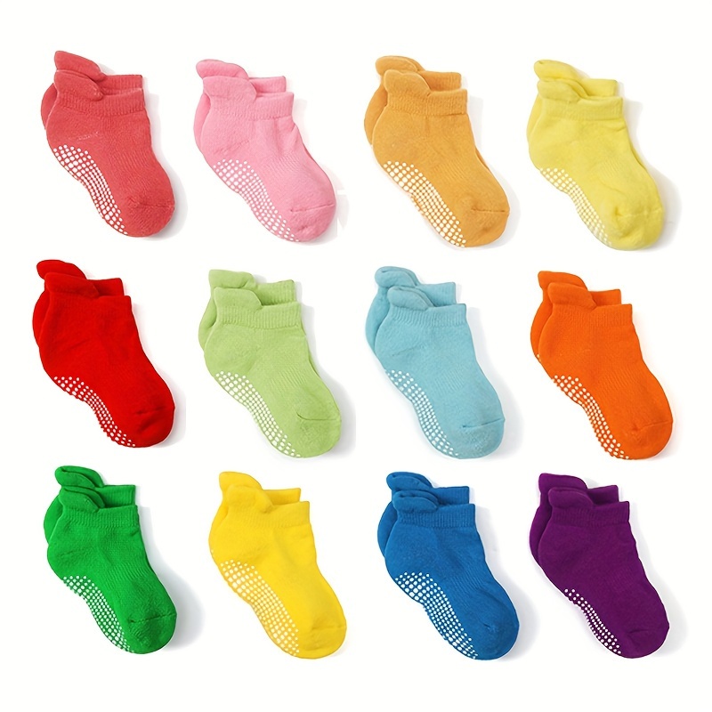 6Pairs Kids Non Slip Toddler Boy Grip Socks Anti Skid Sticky Socks for 1-5  Years Infants Baby Children
