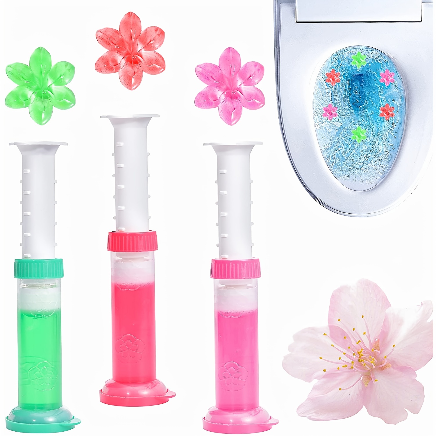 Flower Stamp Toilet Gels,6PCS Toilet Cleaning Gel,Toilet Gel Stamp Stops  Limescales and Stains with Air Freshening Scent, Deodorizing Clean 