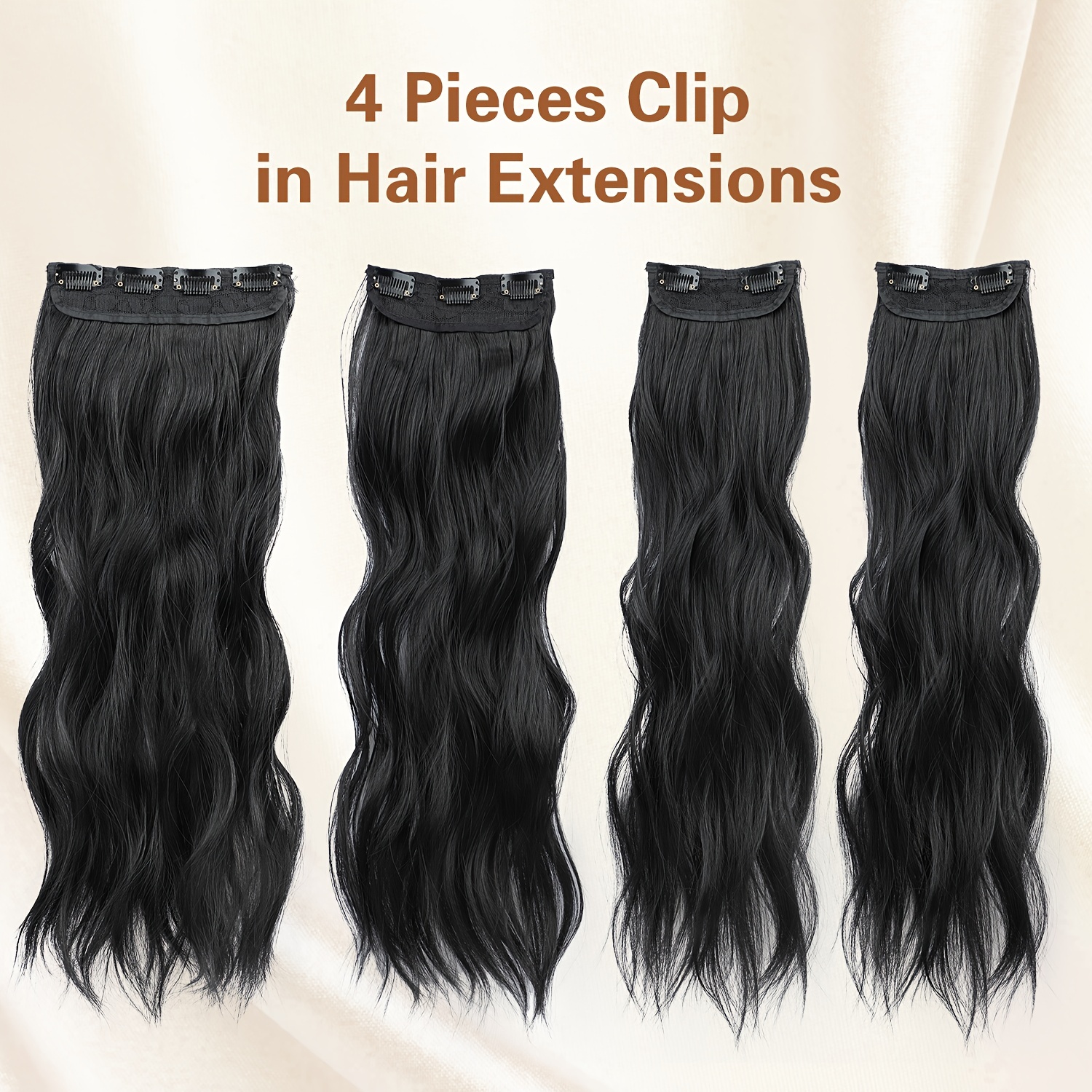 1B Natural Black 20 Clip In Hair Extensions