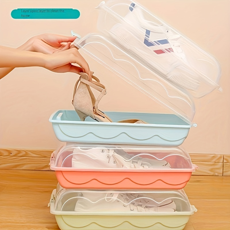 Caja De Almacenamiento De Zapatos Con Tapa Gruesa Caja De Zapatos De  Plástico Transparente Apilable Cajas