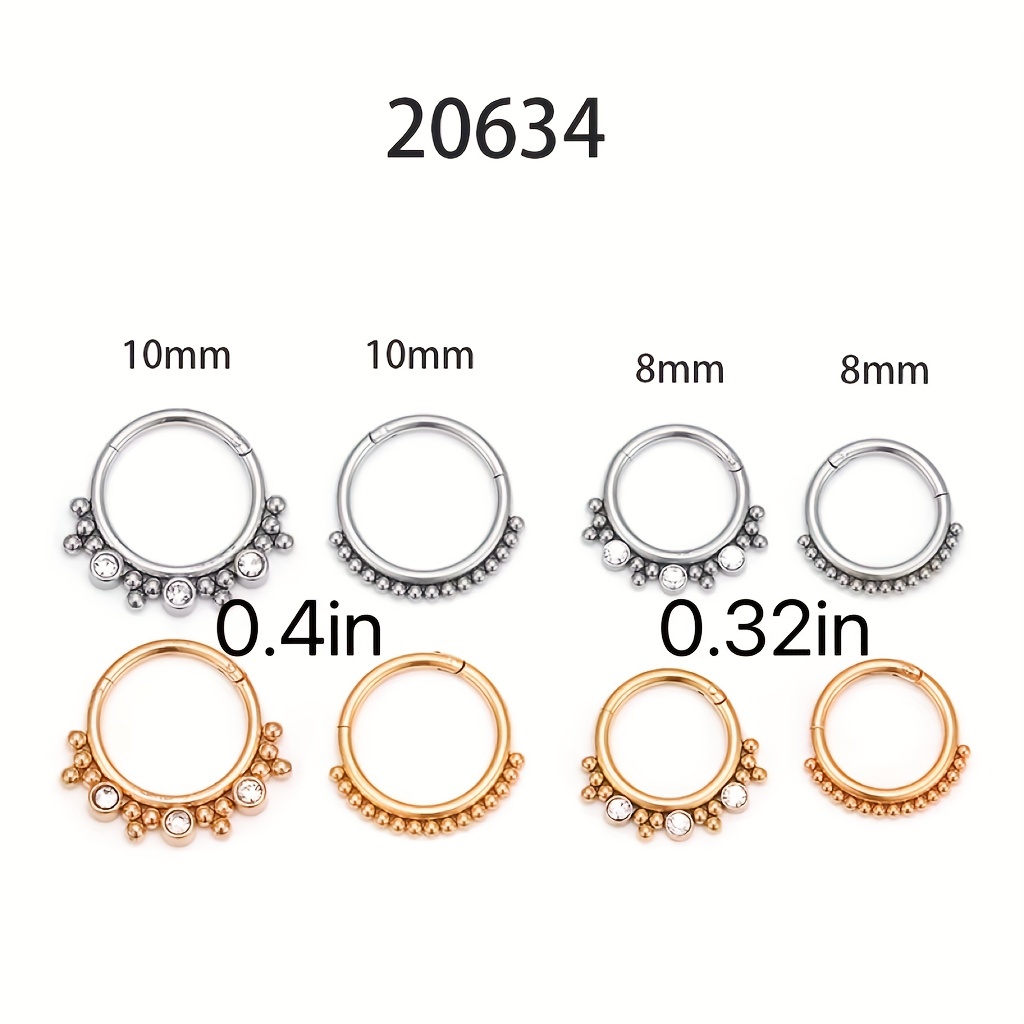 Men's 316L Stainless Steel Zircon Nose and Ear Piercing Ring