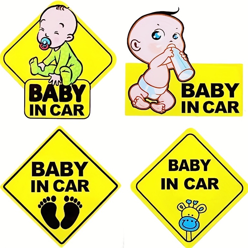 2pcs bébé à bord voiture avertissement décalque mignon jaune autocollant  avec ventouse en silicone pour panneau d'avertissement de voiture - Temu  Belgium