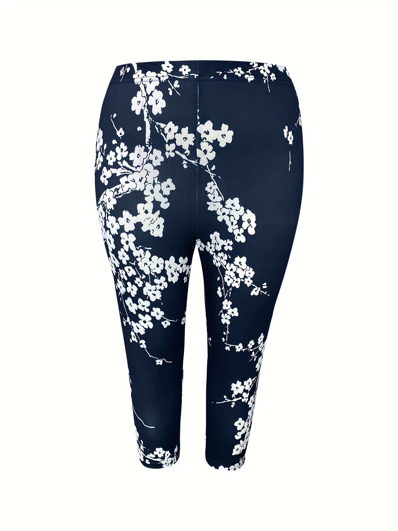 Plus Size Casual Capri Leggings Women's Plus Floral Print - Temu