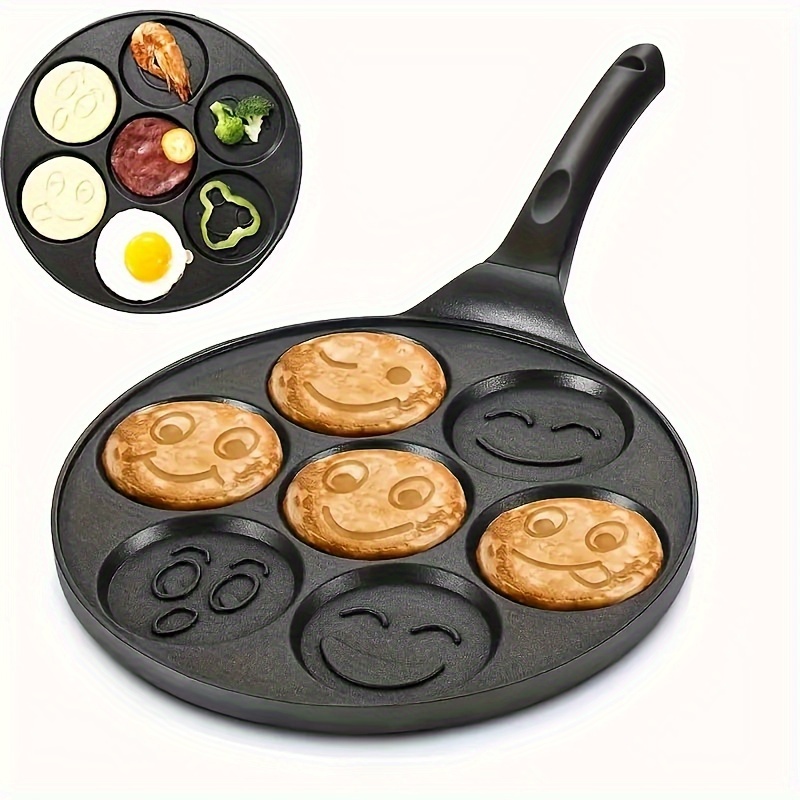 

1pc Mini Pancake Griddle, Mini Pancake Pan, Pancake Maker With 7 Mold Design, Cookware, Kitchenware, Restaurant Supplies, Kitchen Items Eid Al-adha Mubarak