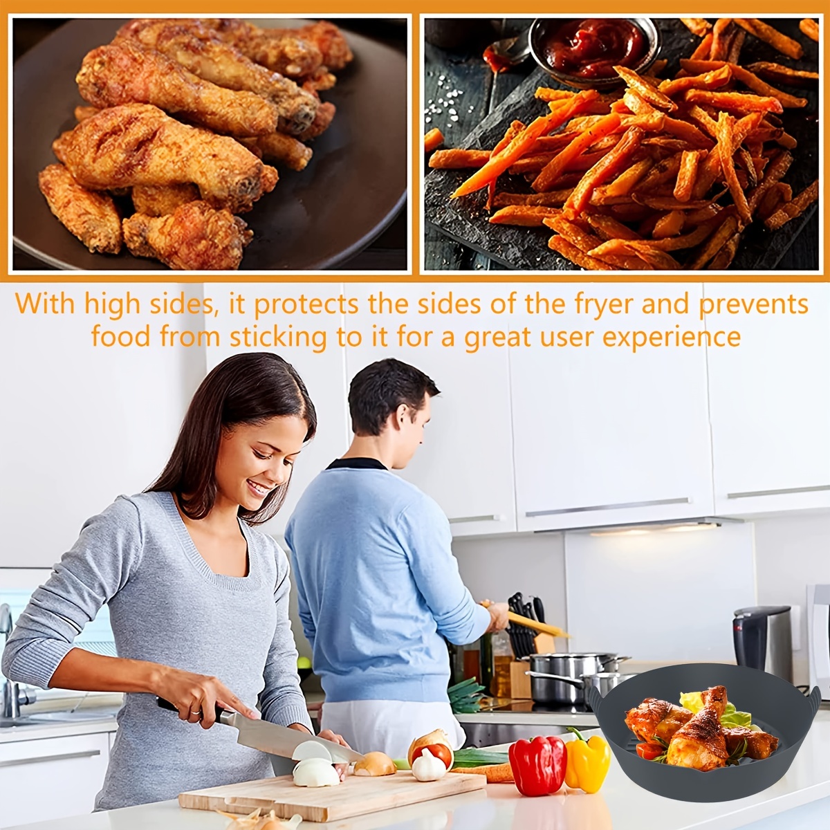 Air Fryer Silicone Pot Thick Reusable Silicone Square Air Fryer