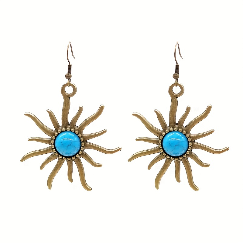Retro Sun Earrings Sunburst Boho Style Earrings For Women Jewelry