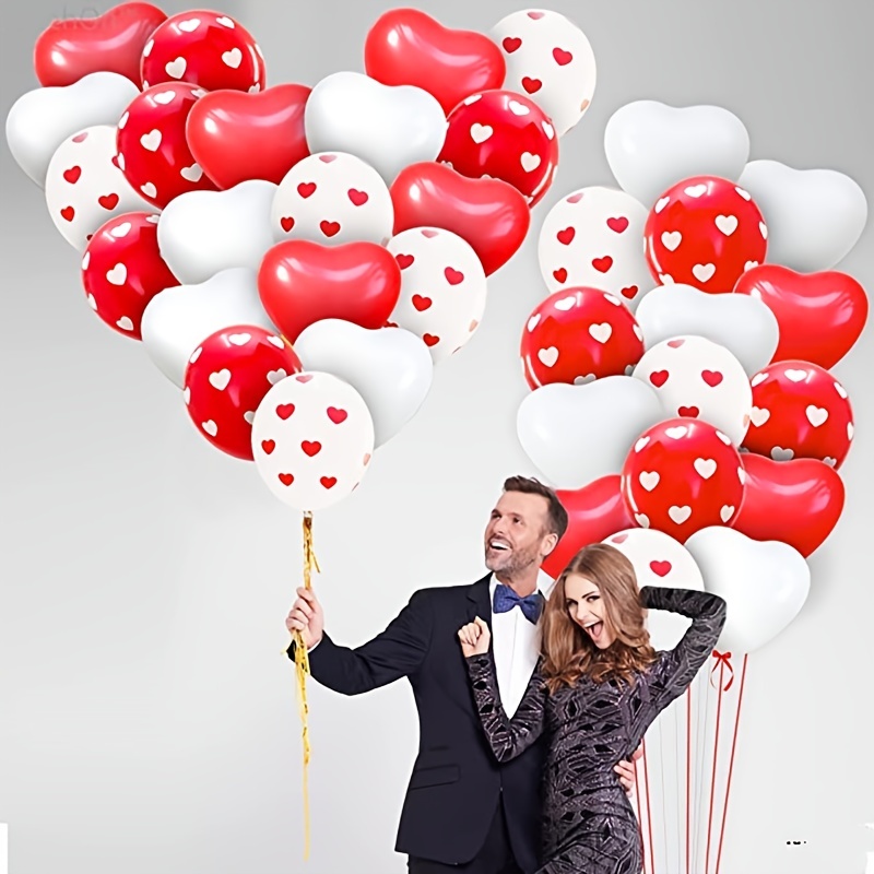 XtraLarge 12+2 globos de corazón rojo – Paquete grande de 34 | Globos de  labios de beso para decoración del día de San Valentín | Globos en forma de