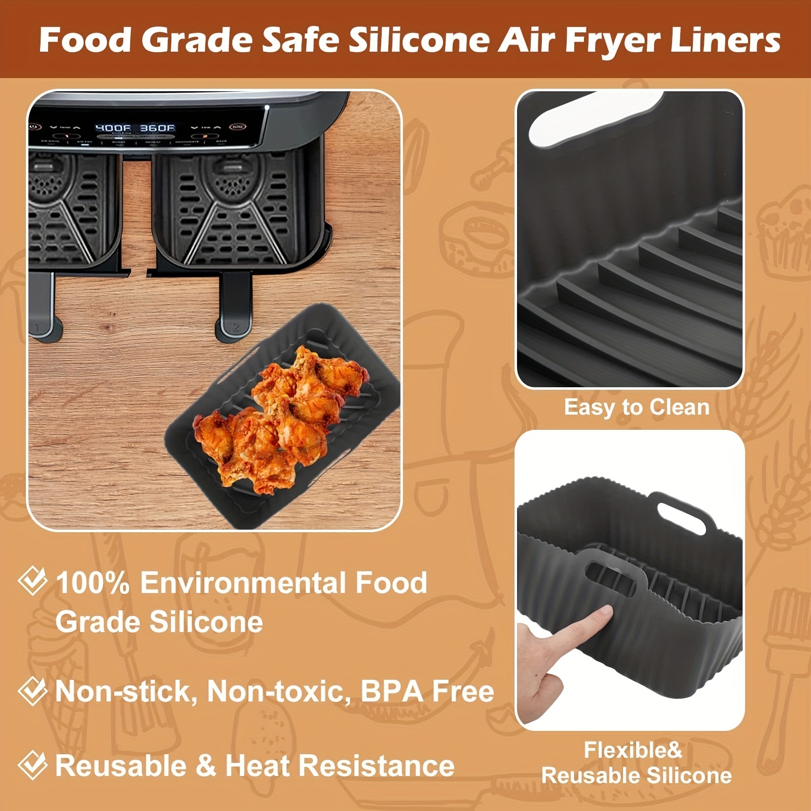 Air Fryer Accessories Compatible With Ninja Foodi 5&6.5&8qt  (op101,op301,op302,op401,fd401) And Growise Cosori Ninja And Fit All 3.7qt  - 5.3qt - 5.8qt, Metal Holder, Skewer Rack & Skewers, Etc, Nonstick  Coating, Dishwasher Safe 