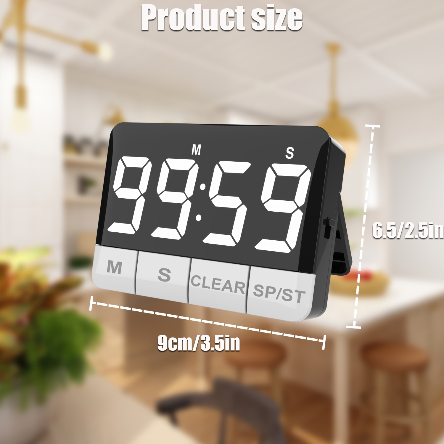 LED Digital Countdown Magnetic Alarm Clock Kitchen Timer Study