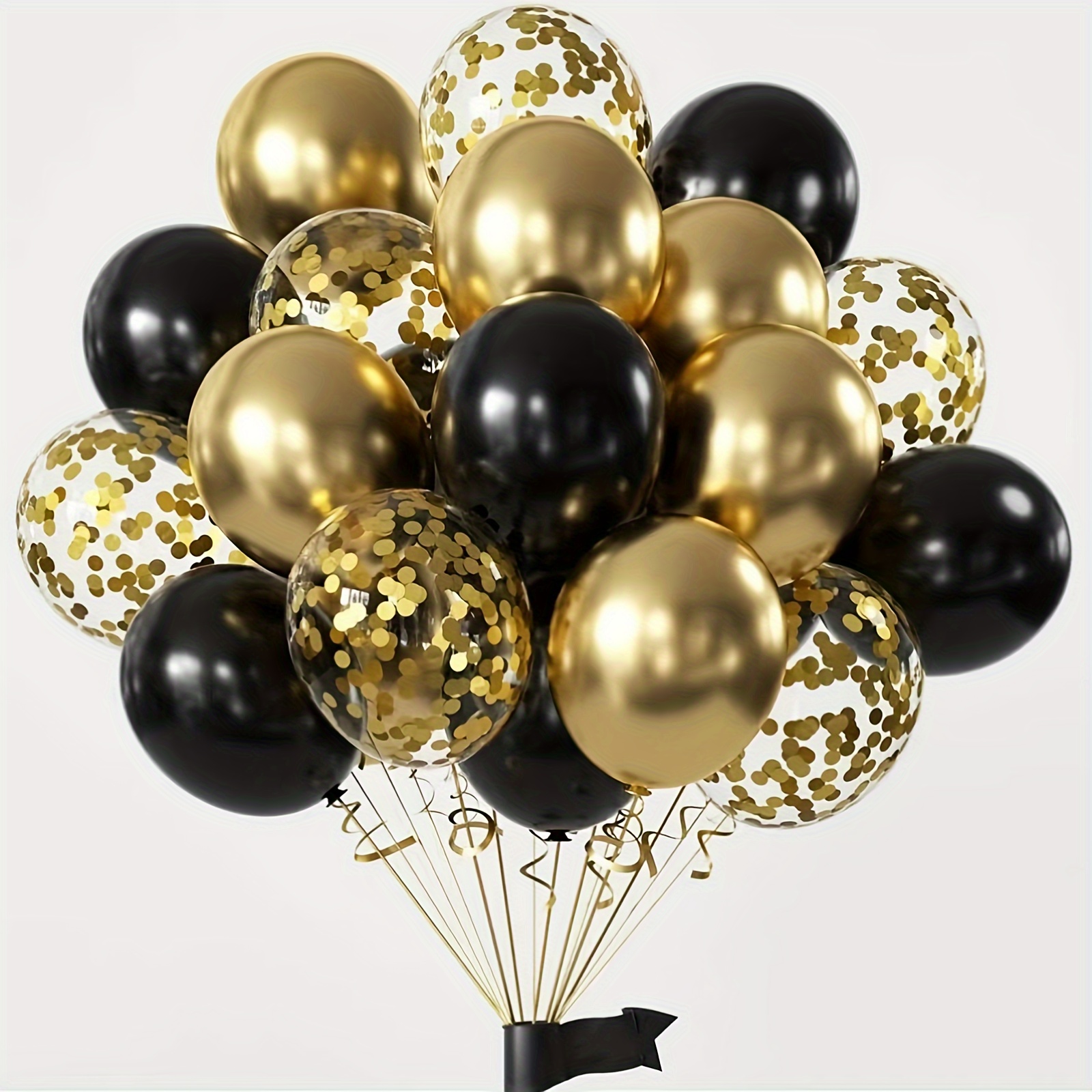 Birthday Decorations for Men, Black and Gold Anniversary Decorations  Birthday Balloons Tablecloth Tableware Serves Guests for Women (40th  Birthday