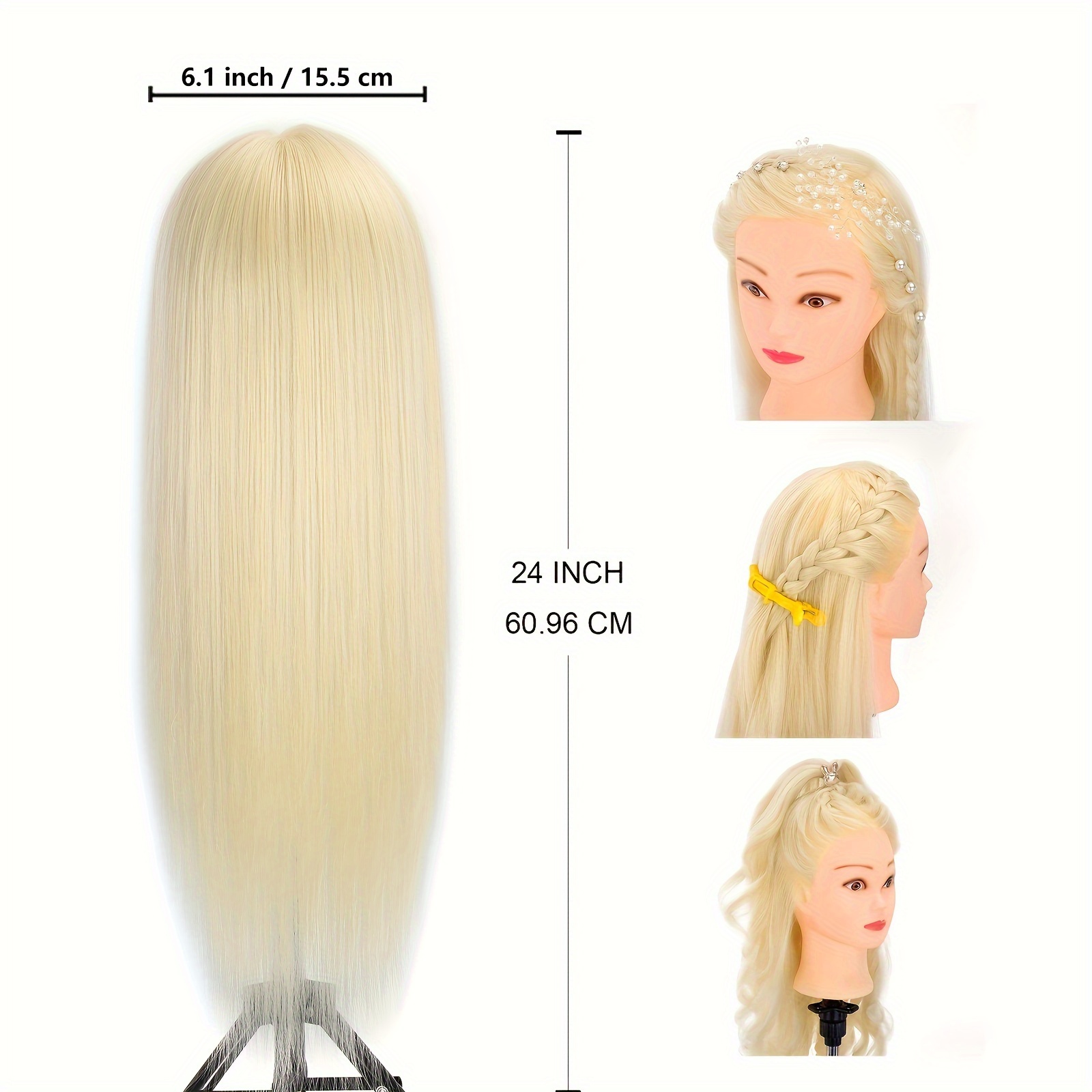 20-22 100% Human hair Mannequin head Training Head Cosmetology Manikin  Head Doll Head with free Clamp Stand (Blonde)