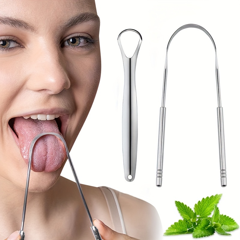 Tongue Scraper for Adults & Kids, Get Rid of White Tongue & Bad Breath  Treament, Professional Tongue Brush Tongue Cleaner, Dentist Recommendation  Silver-1pcs