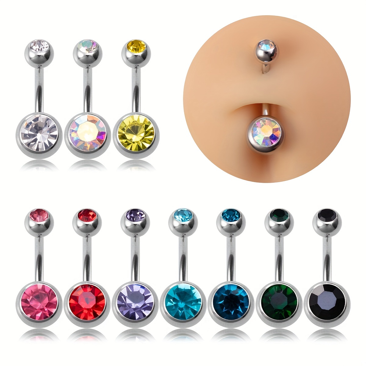 Belly Button Ring Navel Bar Piercing SURGICAL STEEL DOUBLE Belly 1pc  Jewleries `
