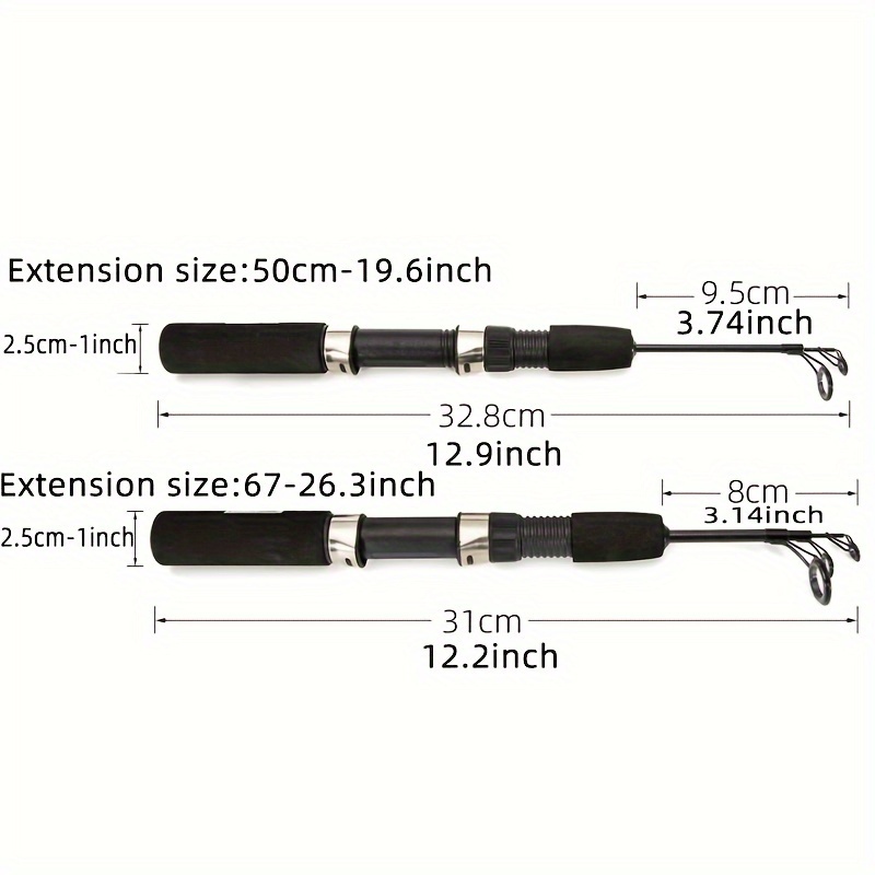 Telescopic Ice Fishing Rod Carbon Fiber Winter Fishing Pole (50cm 2 Section)